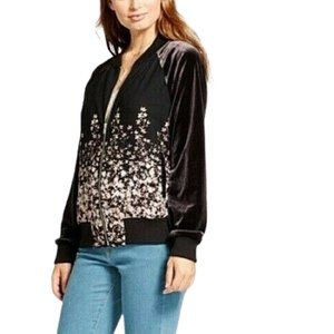 XL Velvet Black & Floral Jacket EUC So comfy!